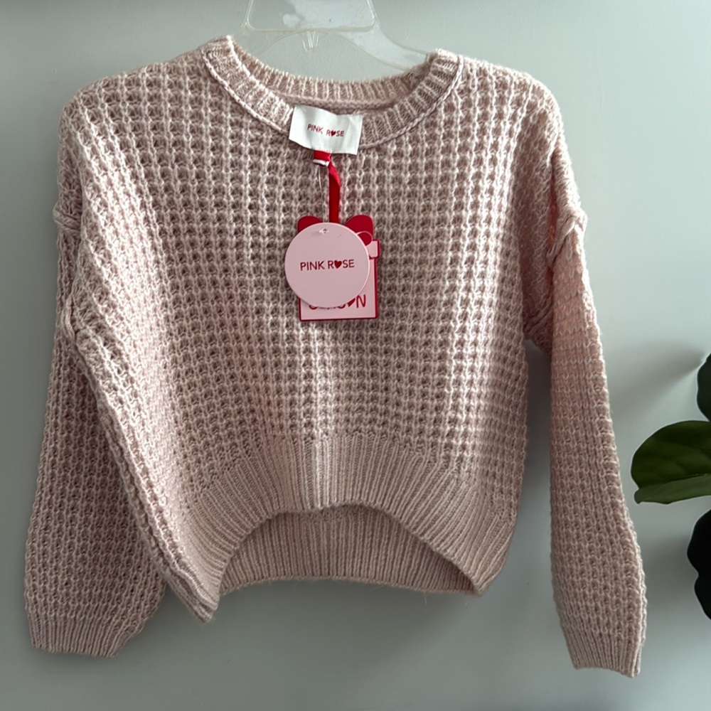 NWT Pink Rose crop sweater size small